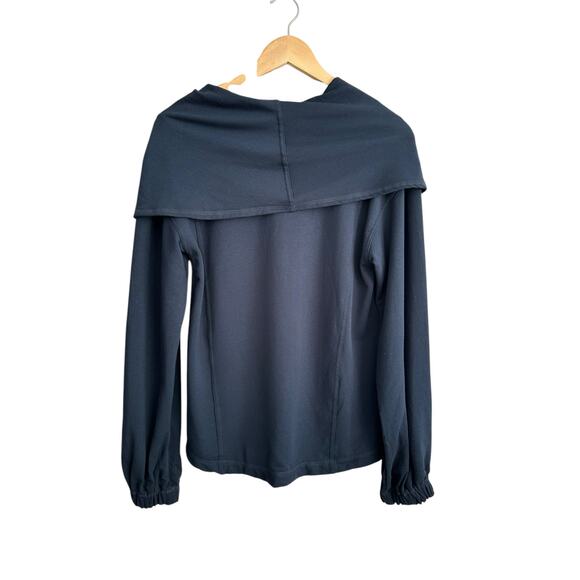 NEW Anthropologie Daily Practice Slouchy Cowl Navy Blue Cropped Boho Top Size XS - Picture 6 of 7